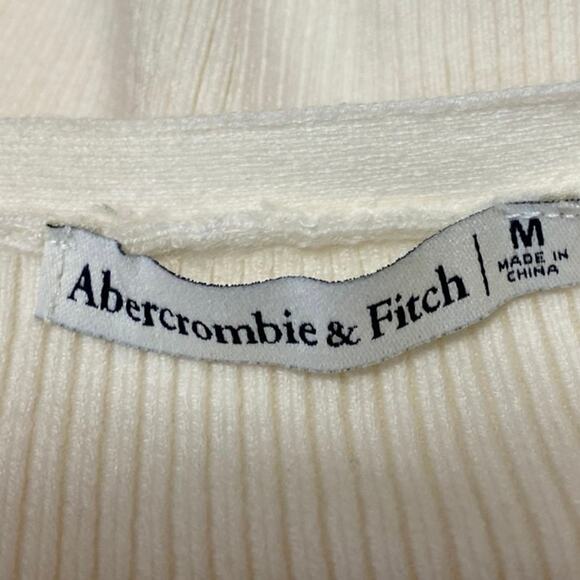 Abercrombie & Fitch Cream Ribbed Knit Long Sleeve Button Up Cardigan Sweater M - Picture 3 of 4
